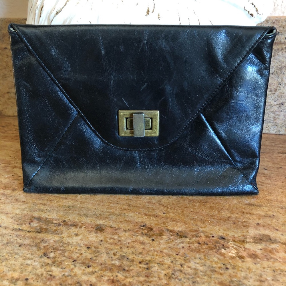 Hobo Black Leather Envelope Clutch